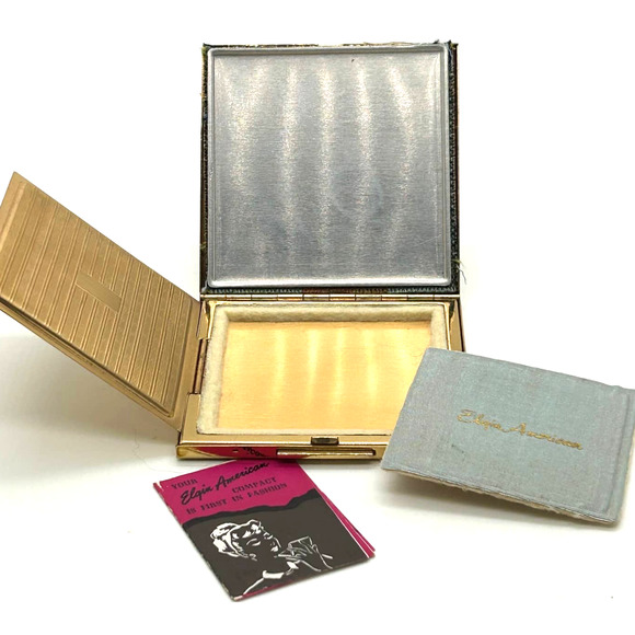 Vintage Elgin American Powder Box Country Scene Dust Bag Original Box - Picture 6 of 14